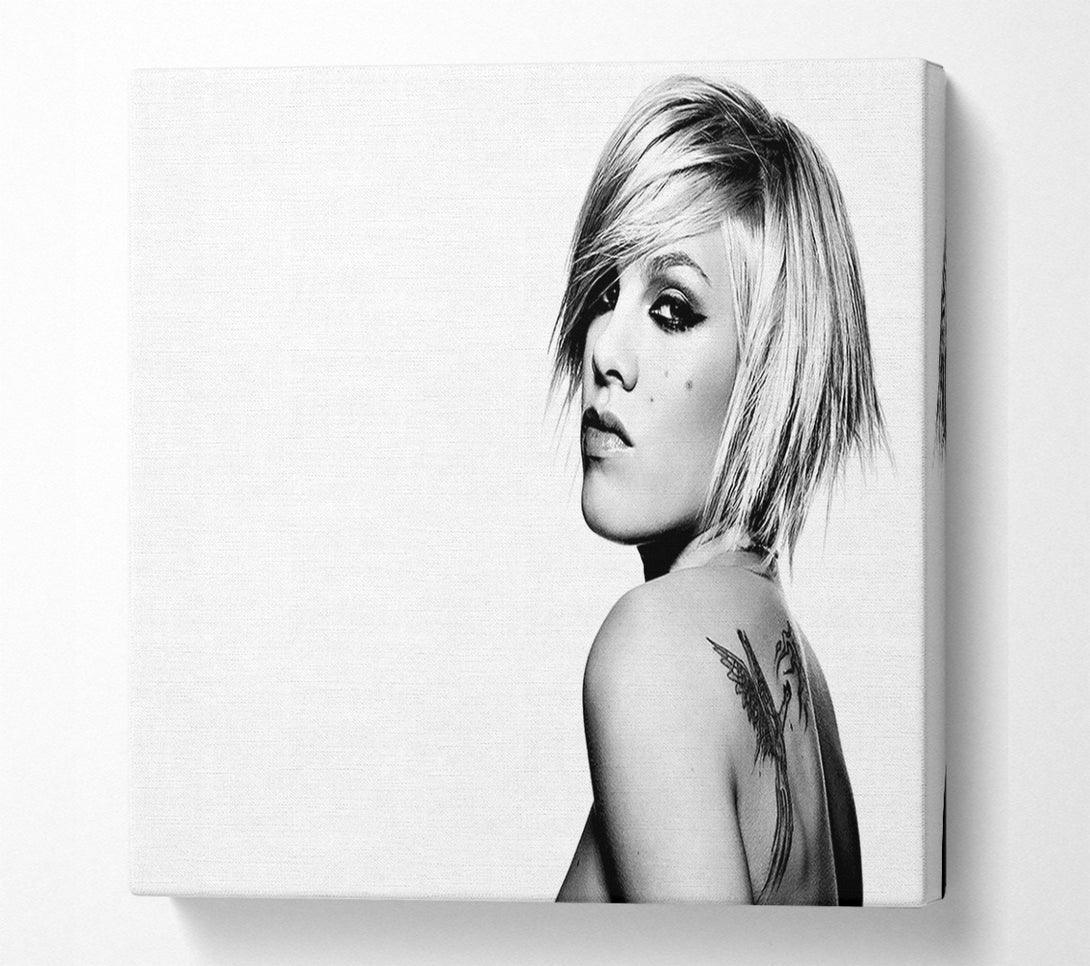  A Canvas Print of Pink Tattoo B n W Canvas Art