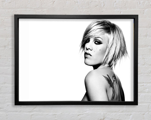 Pink Tattoo B n W Framed Print