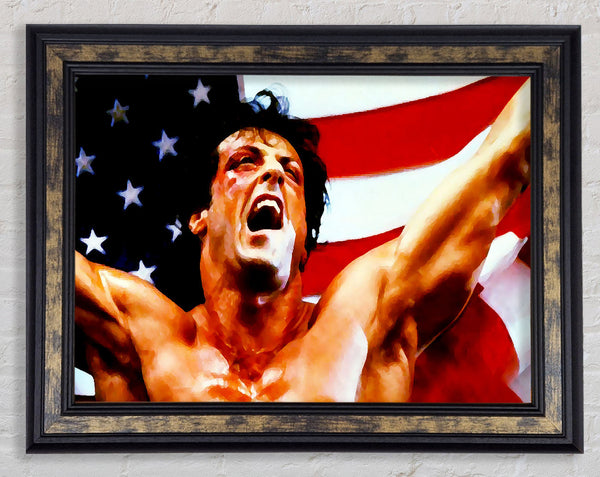 Rocky American Flag Framed Print