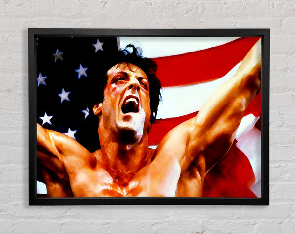 Rocky American Flag Framed Print