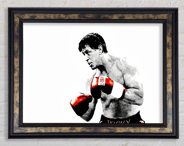 Rocky B n W Red Gloves Framed Print
