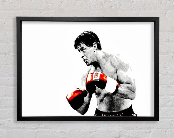 Rocky B n W Red Gloves Framed Print