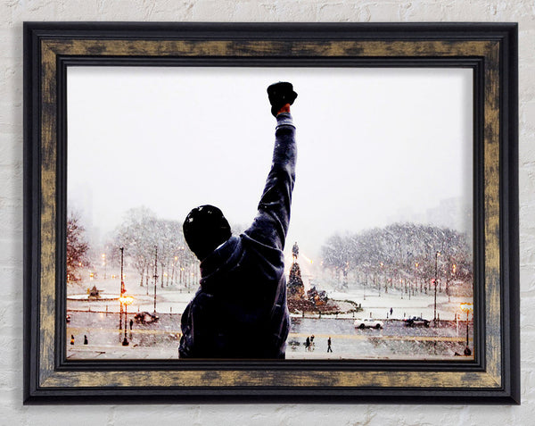 Rocky Balboa On The Steps Framed Print