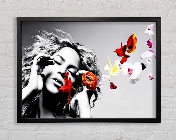 Shakira Orange Flowers Framed Print