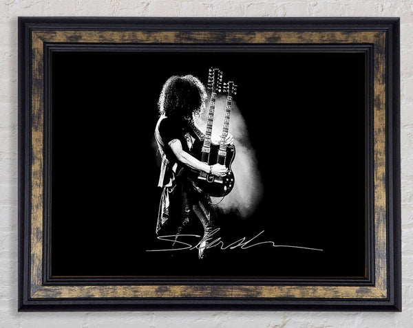 Slash Double Guitar B~w Framed Print
