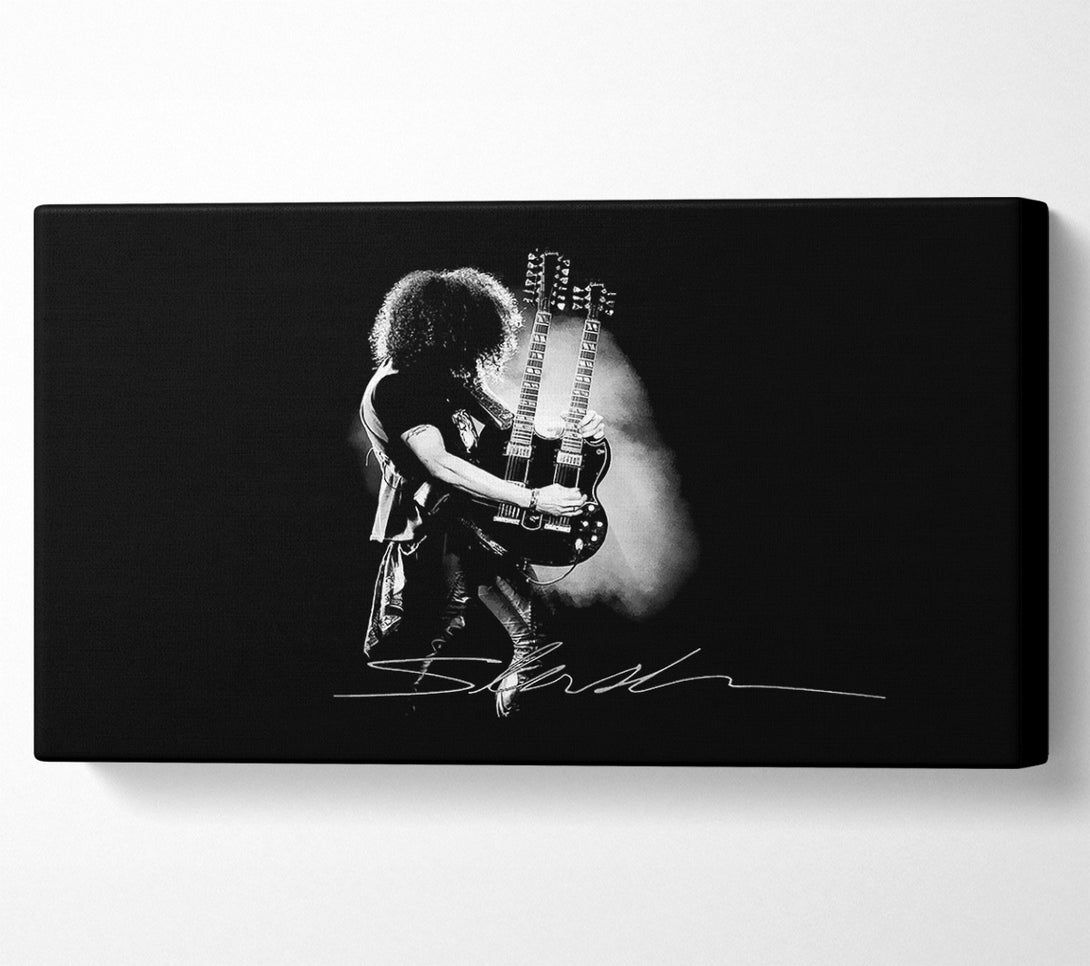  A Canvas Print of Slash Double Guitar B~w Canvas Wall Art