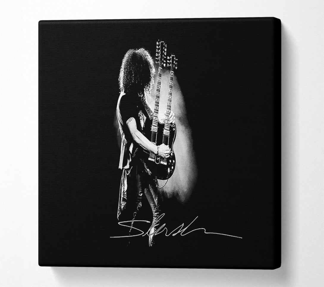  A Canvas Print of Slash Double Guitar B~w Canvas Wall Art