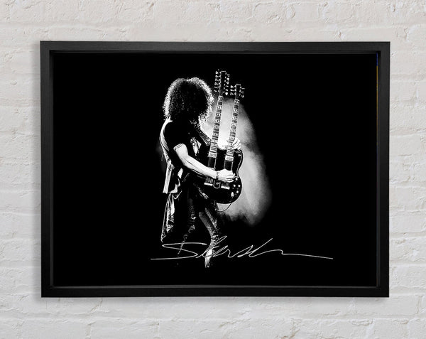 Slash Double Guitar B~w Framed Print