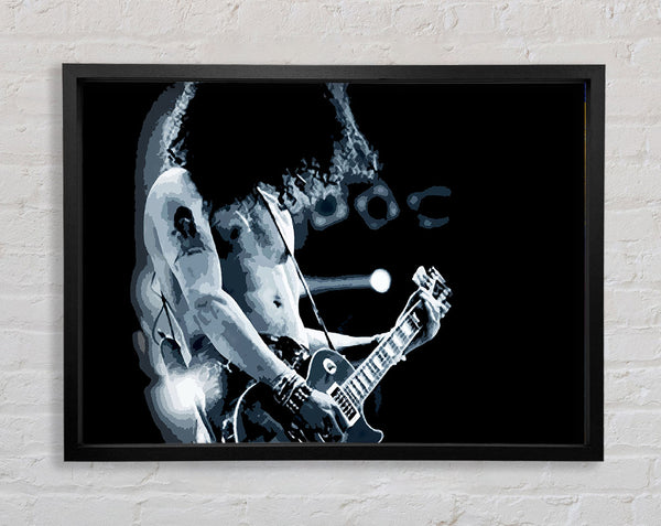 Slash On Guitar Blue Framed Print