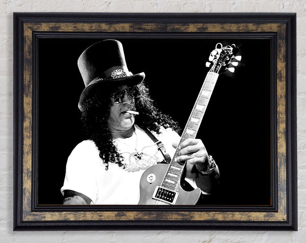 Slash On Guitar Framed Print