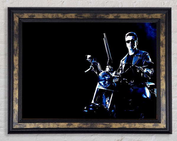 Terminator Bike Blue Framed Print
