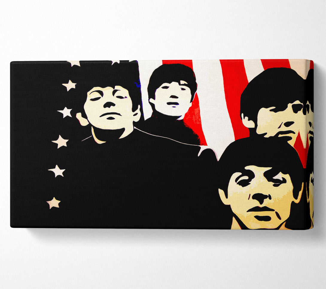  A Canvas Print of The Beatles American Flag Canvas Art