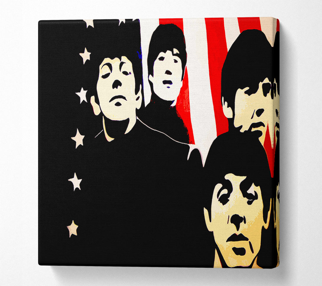  A Canvas Print of The Beatles American Flag Canvas Art