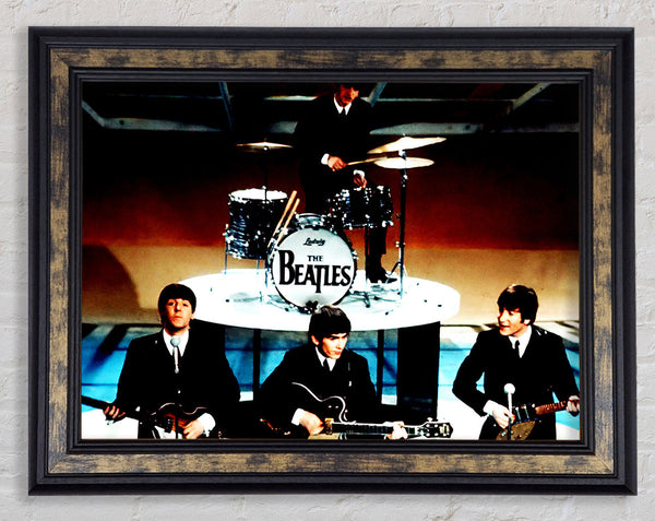 The Beatles On Stage Framed Print