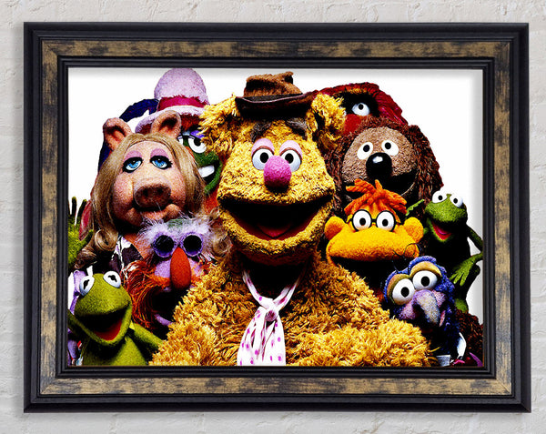 The Muppets Crew Retro 1970s Framed Print