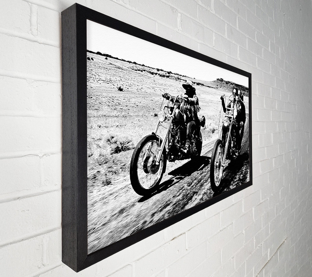  A Canvas Print of Easy Rider Motorbike Drive B n W Canvas Wall Art
