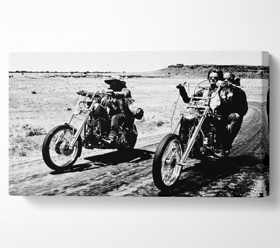 A Canvas Print of Easy Rider Motorbike Drive B n W Canvas Wall Art