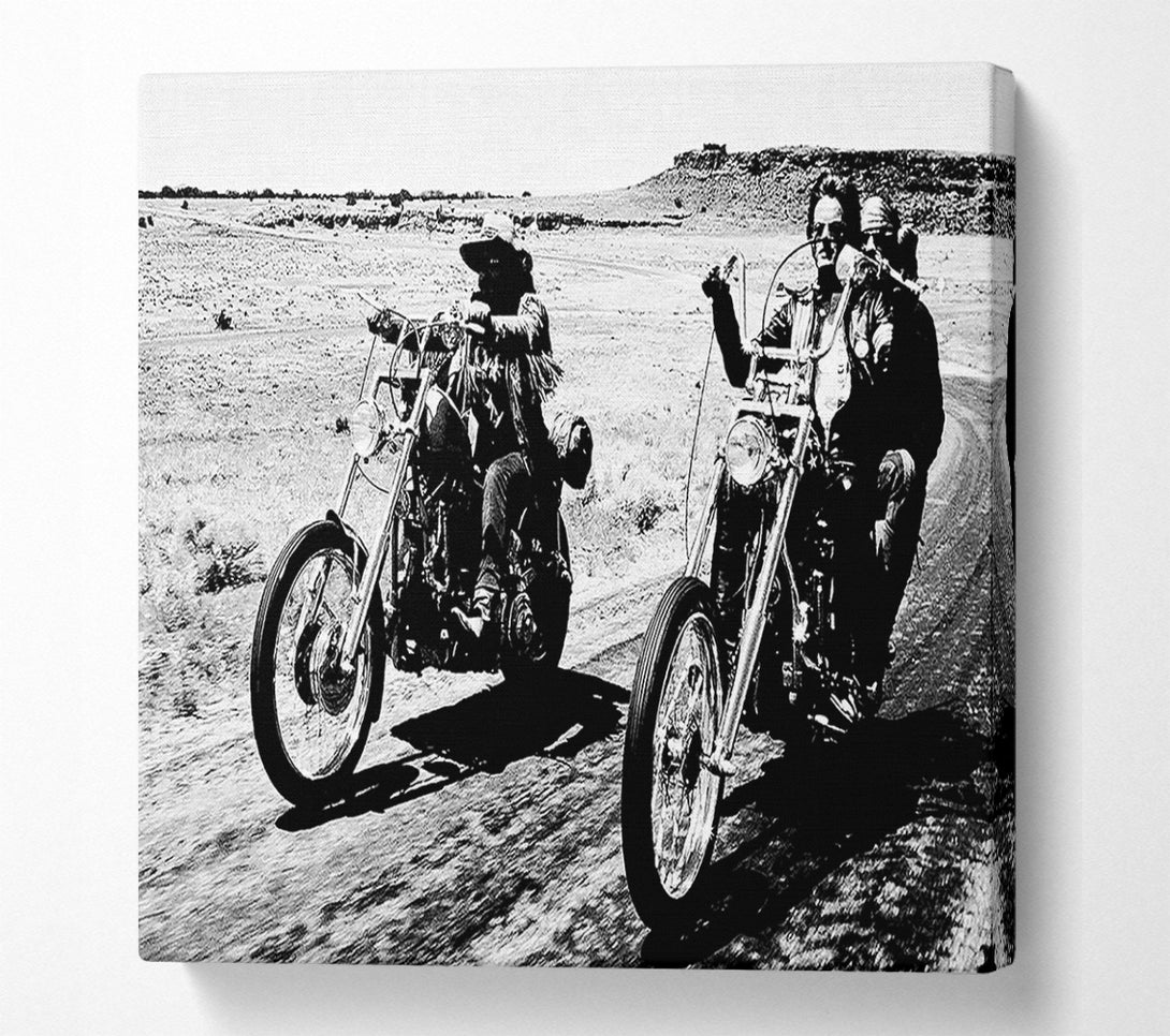  A Canvas Print of Easy Rider Motorbike Drive B n W Canvas Wall Art
