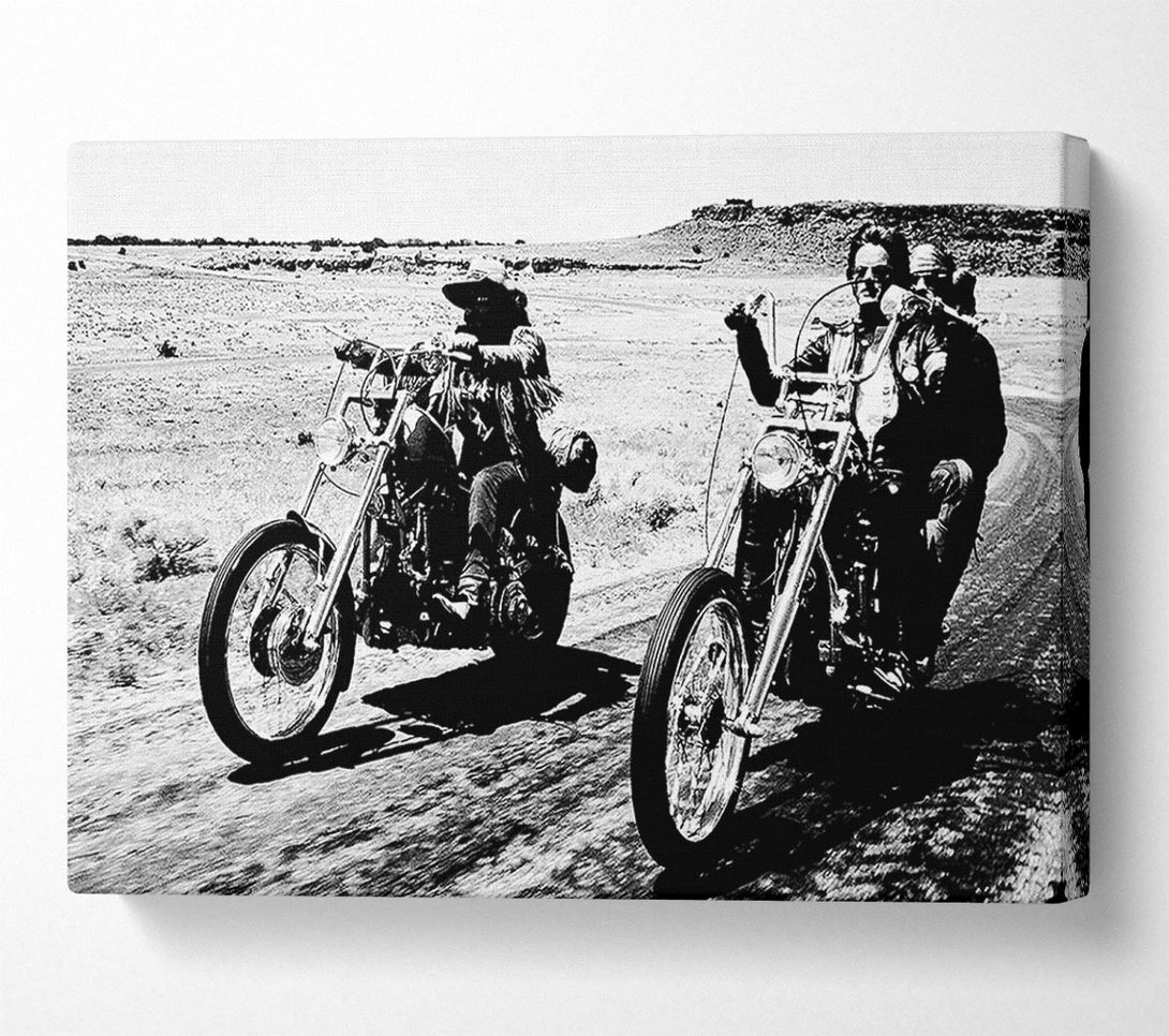  A Canvas Print of Easy Rider Motorbike Drive B n W Canvas Wall Art