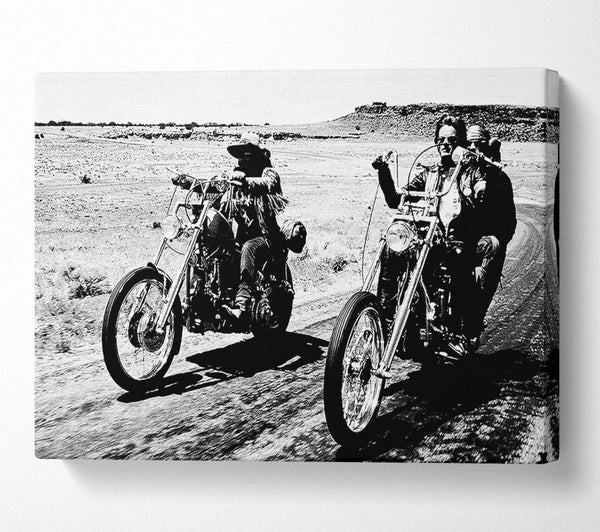  A Canvas Print of Easy Rider Motorbike Drive B n W Canvas Wall Art
