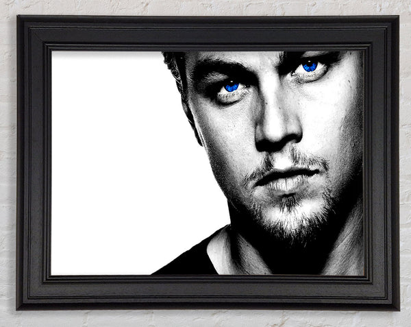 Leonardo Dicaprio Blue Eyes B n W Framed Print