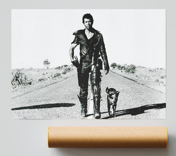 Mad Max Highway Walk With Dog B N W Giclee Print
