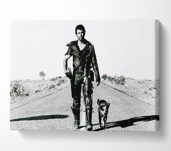 A Canvas Print of Mad Max Highway Walk With Dog B n W Canvas Art
