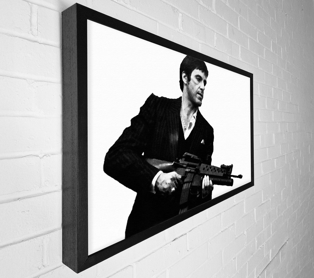 A Canvas Print of Scarface Tommygun B n W Canvas Wall Art