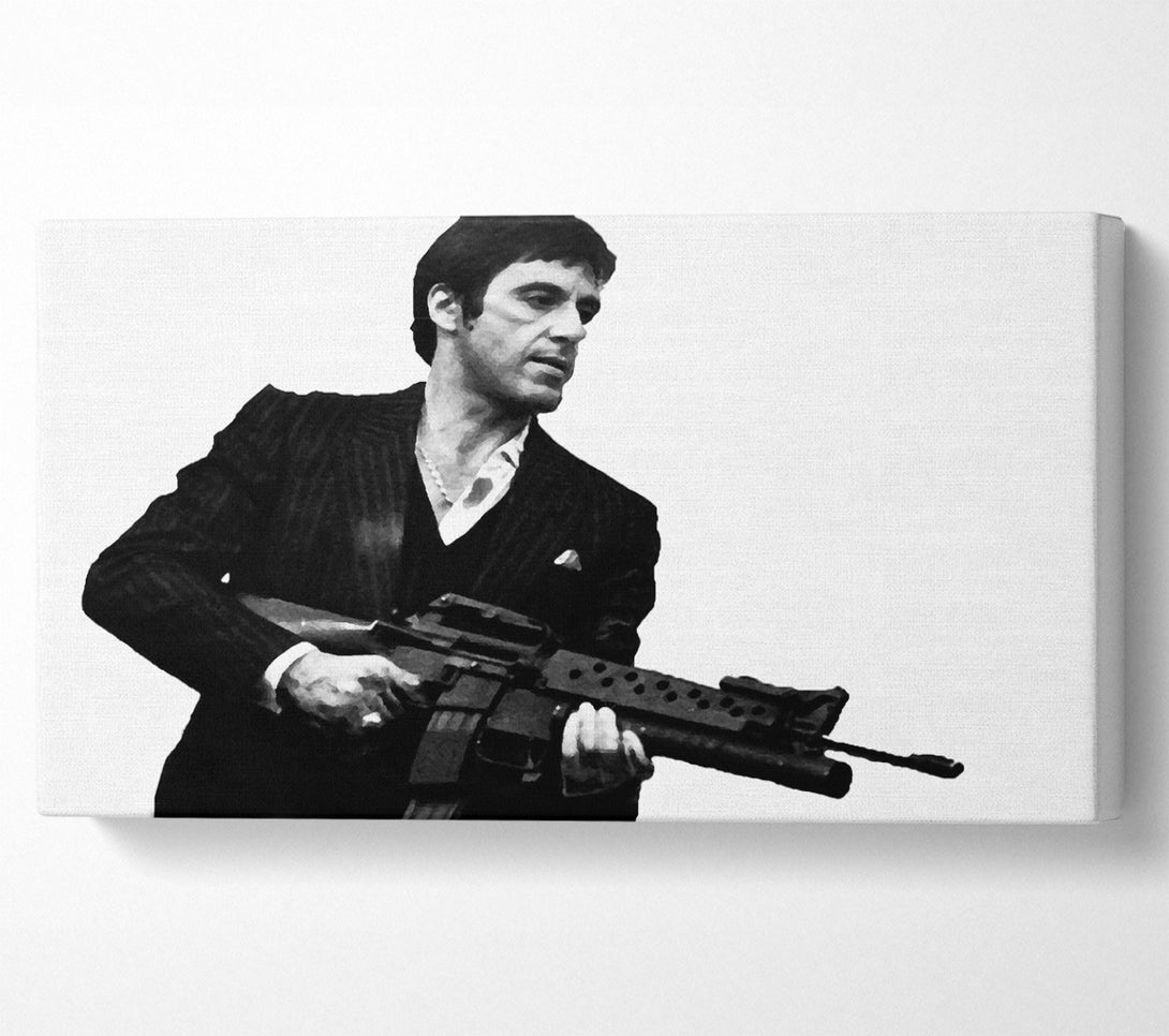  A Canvas Print of Scarface Tommygun B n W Canvas Wall Art
