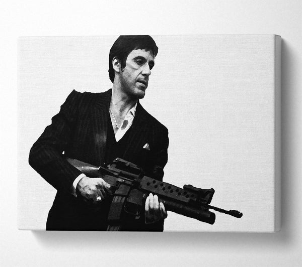  A Canvas Print of Scarface Tommygun B n W Canvas Wall Art