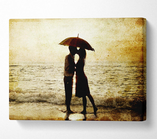  A Canvas Print of Romantic Love Couple In The Rain Canvas Wall Art