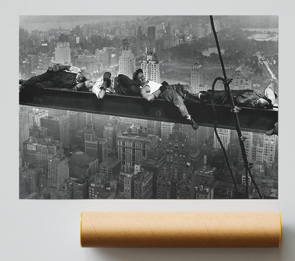 Construction Workers At Height Print