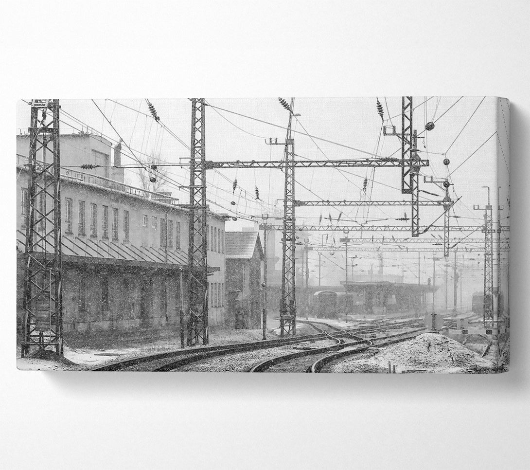  A Canvas Print of Railwaystation In Winter Canvas Wall Art