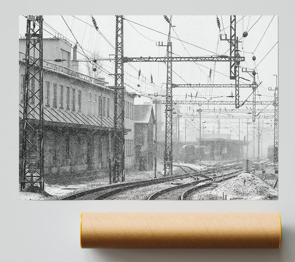 Railwaystation In Winter Giclee Print