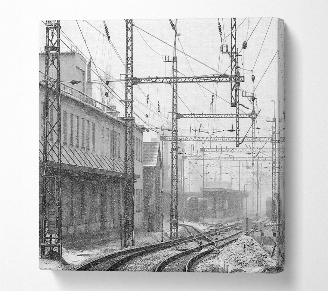  A Canvas Print of Railwaystation In Winter Canvas Wall Art