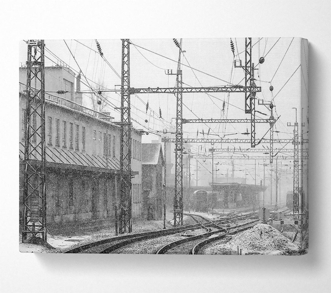  A Canvas Print of Railwaystation In Winter Canvas Wall Art