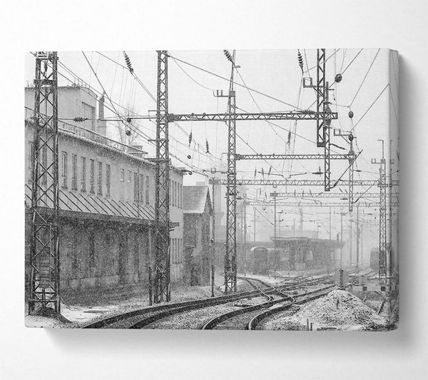  A Canvas Print of Railwaystation In Winter Canvas Wall Art
