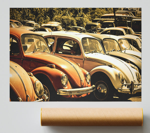 Old Volkswagen Beetle Junkyard Print