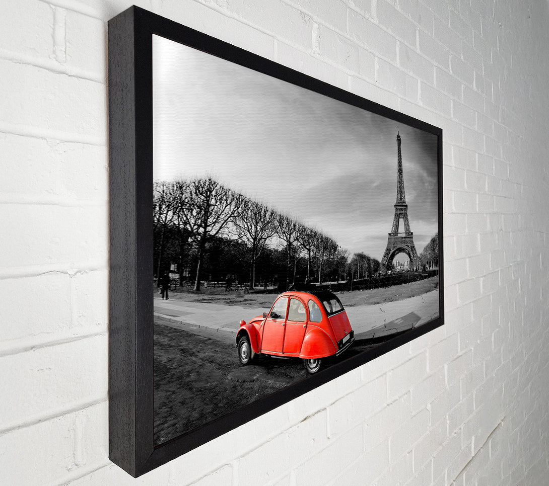 A Canvas Print of Red Car-Eiffel Tower Paris Canvas Print