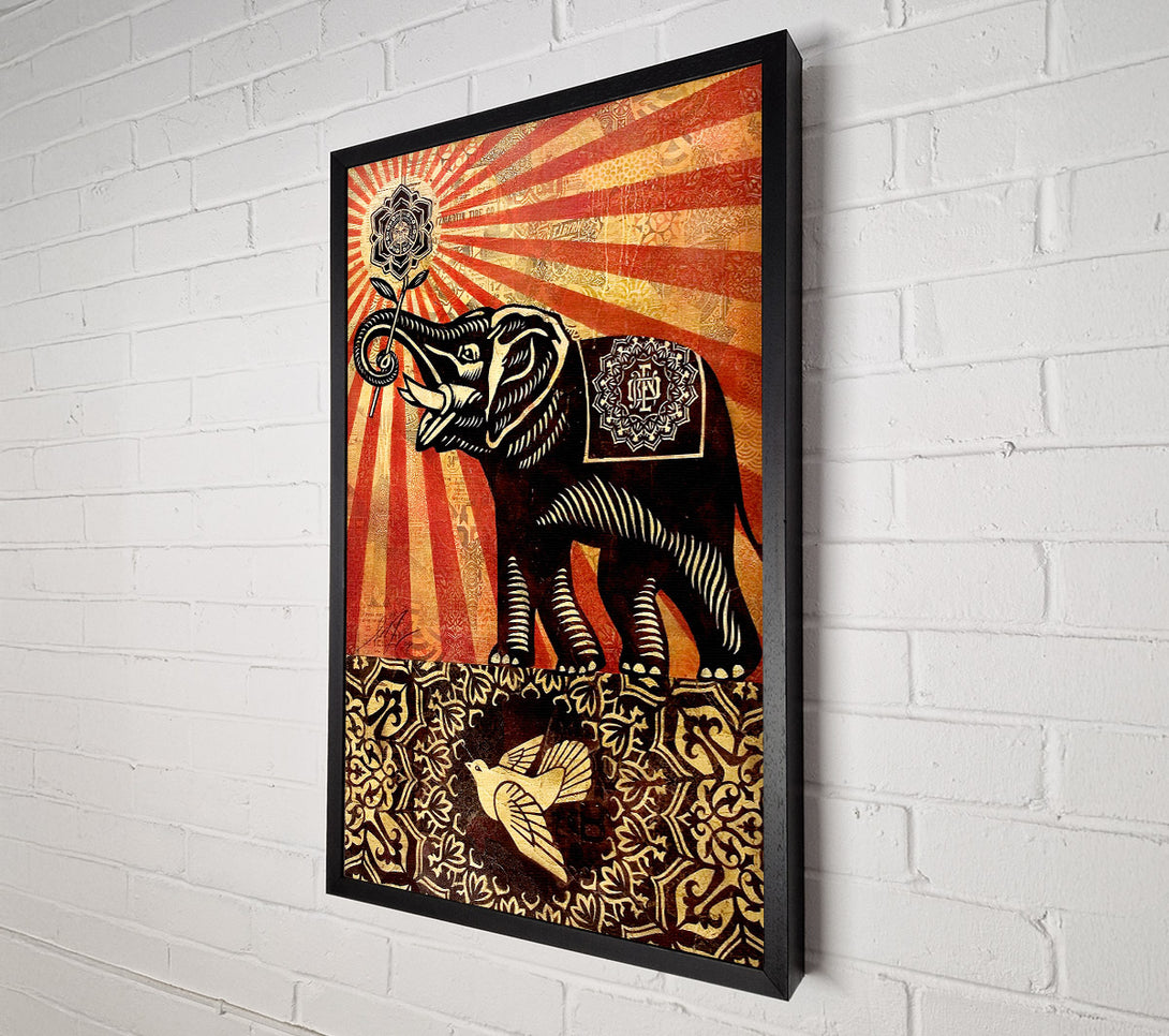  A Canvas Print of Elephant Sun Rays Canvas Art