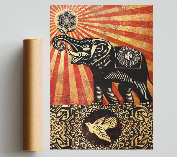 Elephant Sun Rays Print
