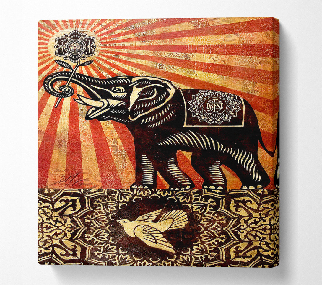  A Canvas Print of Elephant Sun Rays Canvas Art