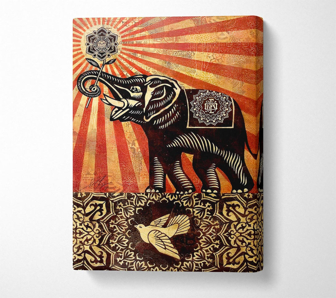  A Canvas Print of Elephant Sun Rays Canvas Art