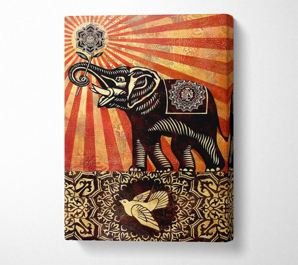  A Canvas Print of Elephant Sun Rays Canvas Art