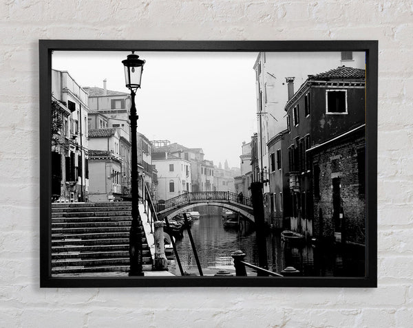 Venice Retro B n W Framed Print