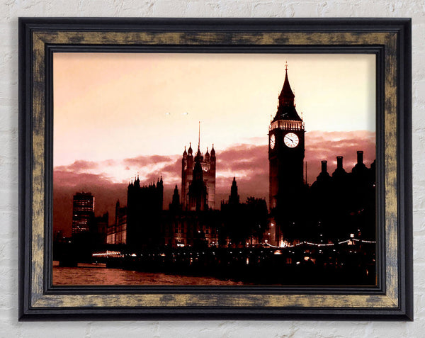 London Big Ben St Pauls Retro Framed Print