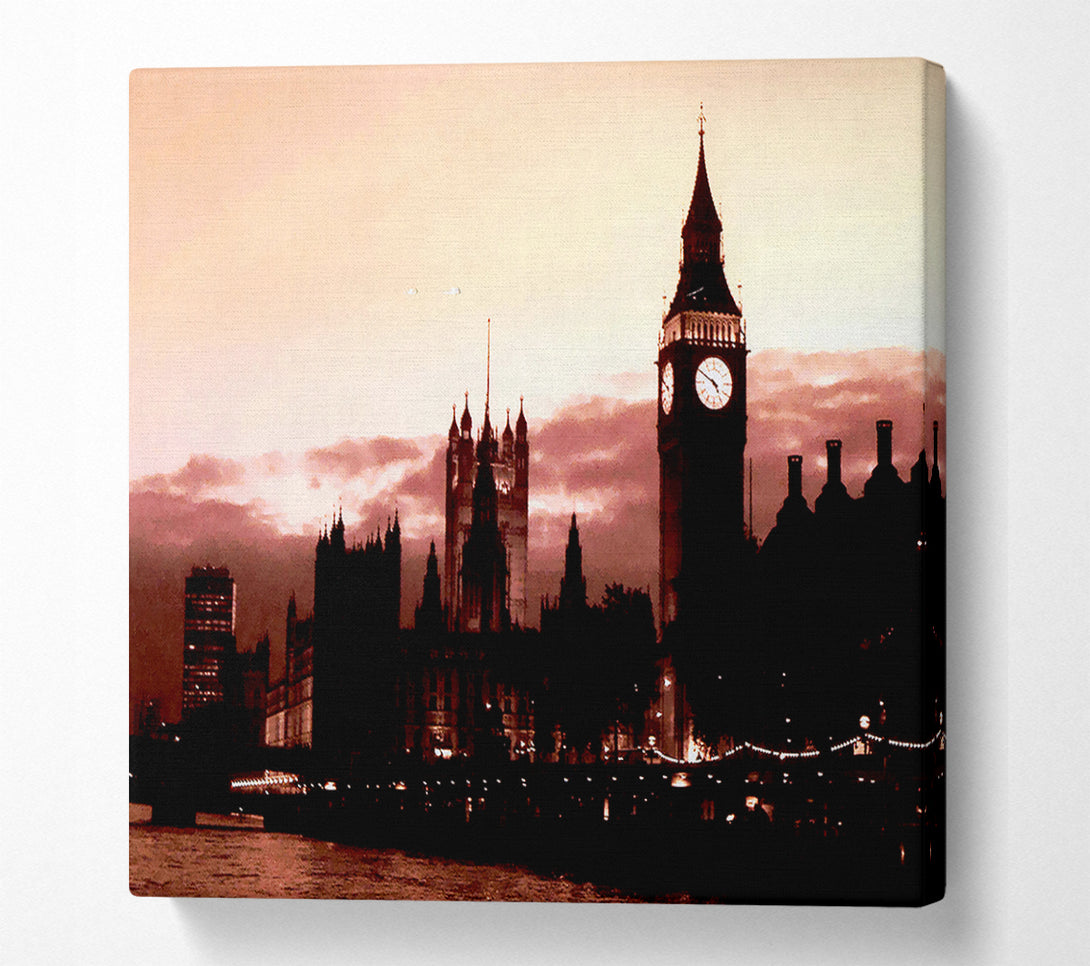  A Canvas Print of London Big Ben St Pauls Retro Canvas Print