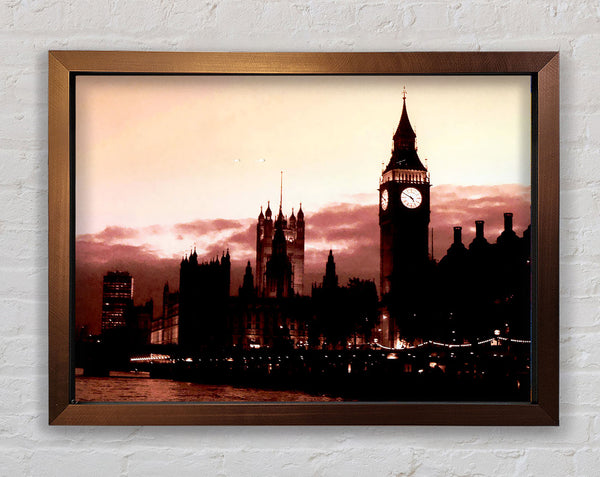 London Big Ben St Pauls Retro Framed Print