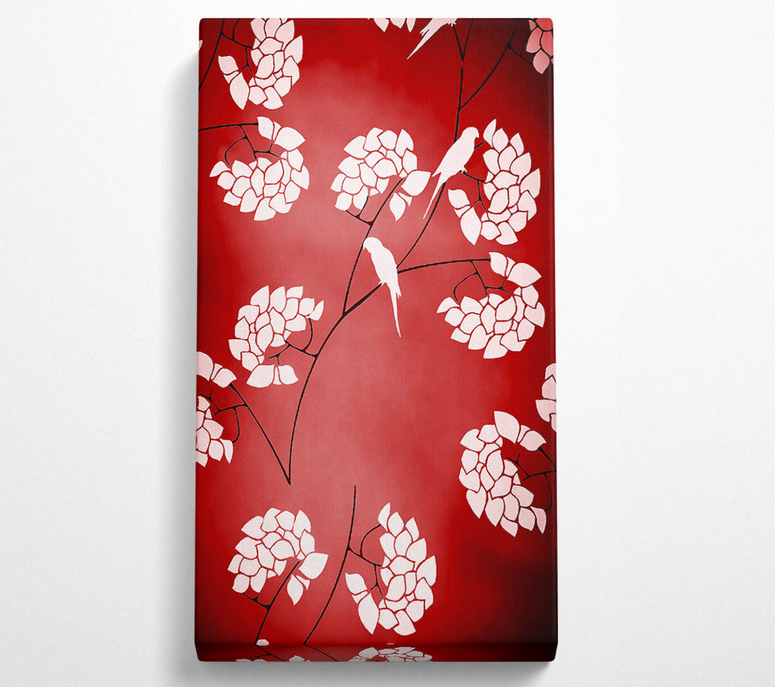  A Canvas Print of Cherrytree Birds Red Canvas Art