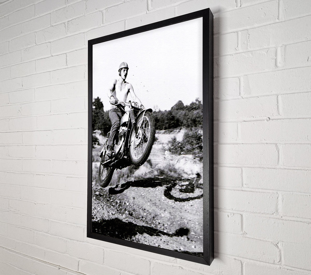  A Canvas Print of Retro Motorcross Wheelie Canvas Wall Art